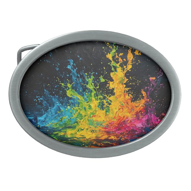 Colorful Paint Splash Belt Buckle (Front)
