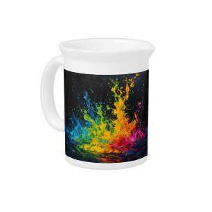 Colorful Paint Splash Beverage Pitcher