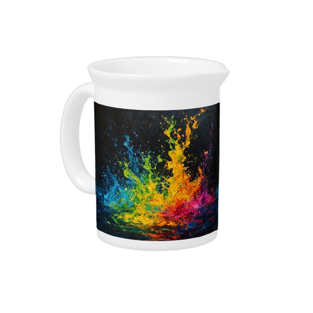 Colorful Paint Splash Beverage Pitcher (Left)