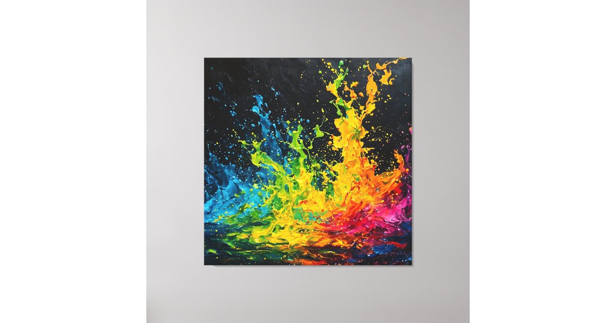 Colorful Paint Splash Canvas Print | Zazzle
