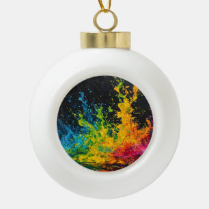 Colorful Paint Splash Ceramic Ball Christmas Ornament