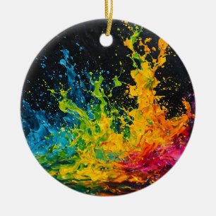 Colorful Paint Splash Ceramic Ornament