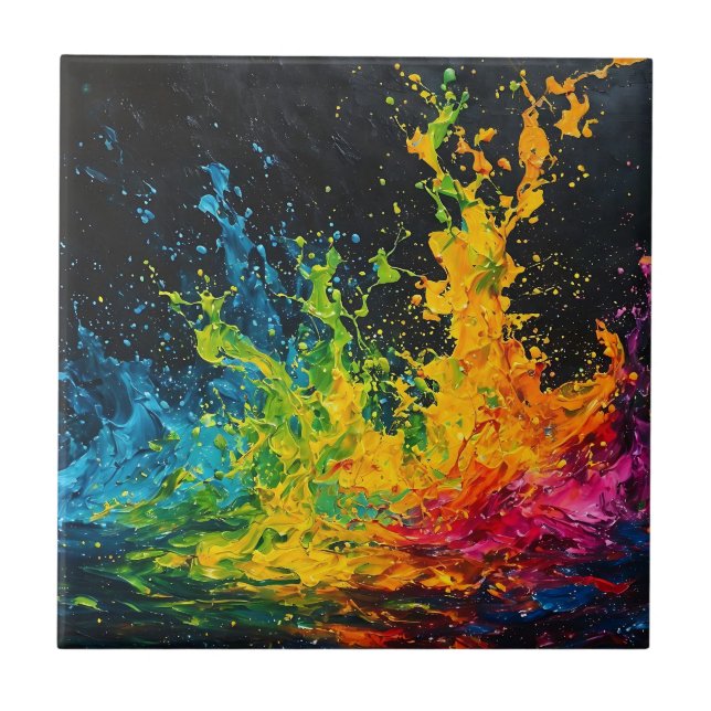 Colorful Paint Splash Ceramic Tile (Front)