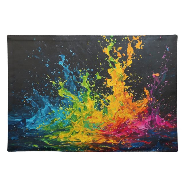 Colorful Paint Splash Cloth Placemat (Front)