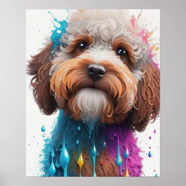 colorful paint splash cockapoo poster | Zazzle