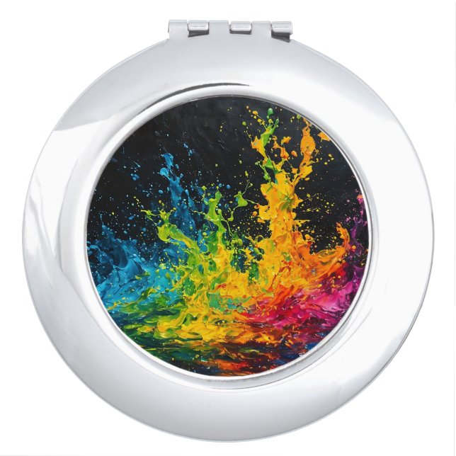 Colorful Paint Splash Compact Mirror (Front)