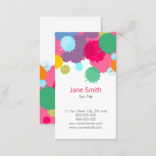 Colorful Paint Splash Creative Ink Business Card