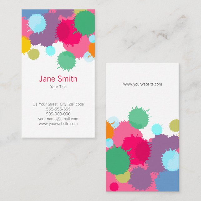 Colorful Paint Splash Creative Ink Business Card (Front/Back)