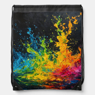 Colorful Paint Splash Drawstring Bag