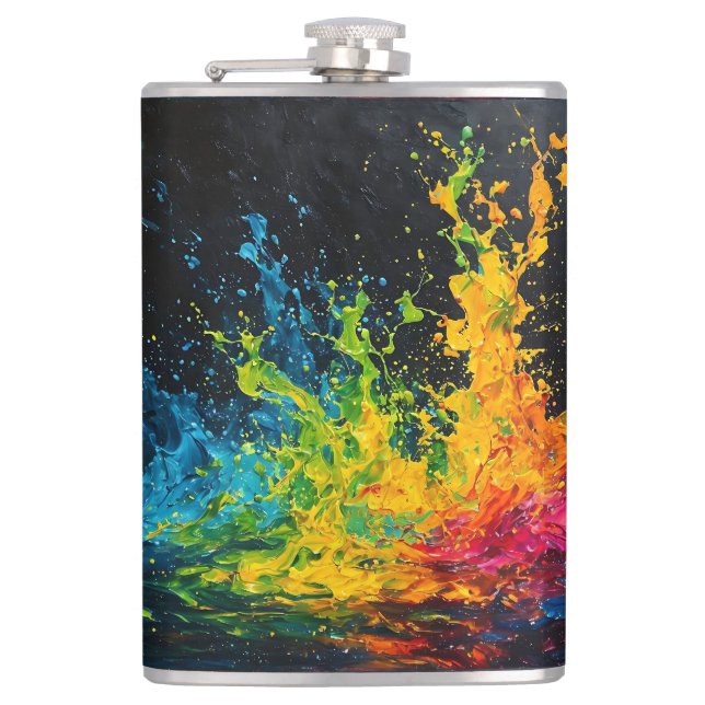 Colorful Paint Splash Flask (Front)