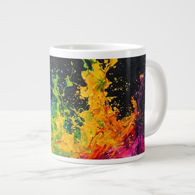 Colorful Paint Splash Giant Coffee Mug (Front Right)
