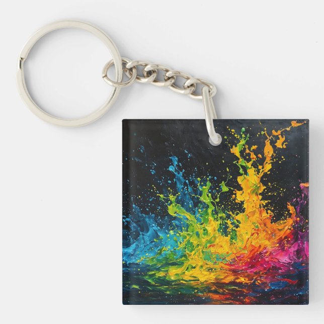 Colorful Paint Splash Keychain (Front)