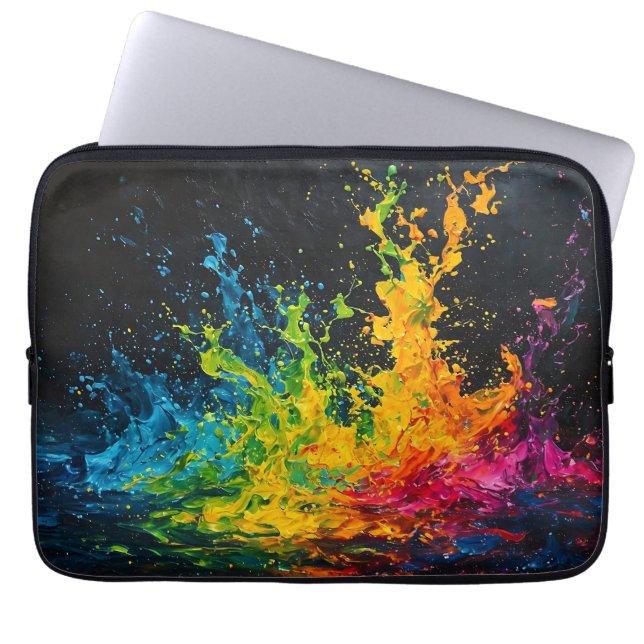 Colorful Paint Splash Laptop Sleeve (Front)