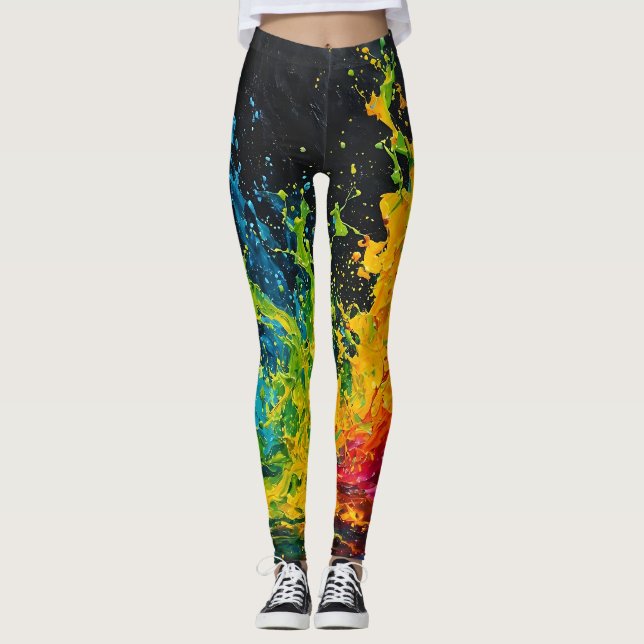 Colorful Paint Splash Leggings (Front)