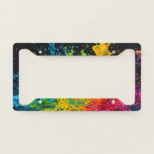 Colorful Paint Splash License Plate Frame