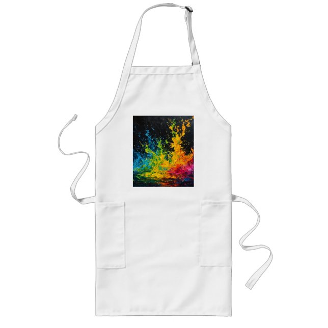 Colorful Paint Splash Long Apron (Front)