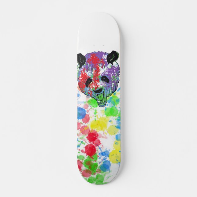 Colorful Paint Splash Panda Skateboard (Front)