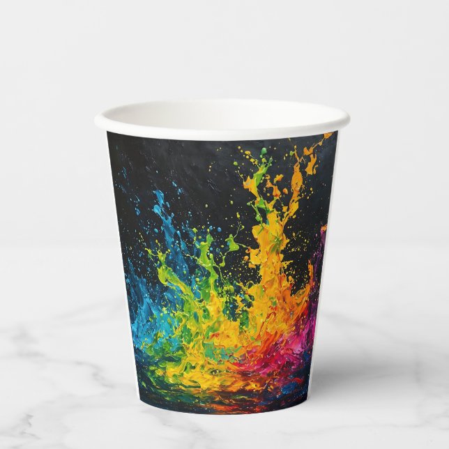 Colorful Paint Splash Paper Cups (Front)
