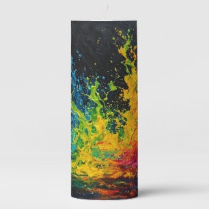 Colorful Paint Splash Pillar Candle