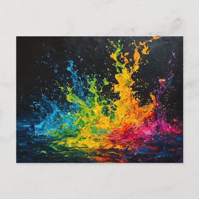 Colorful Paint Splash Postcard (Front)