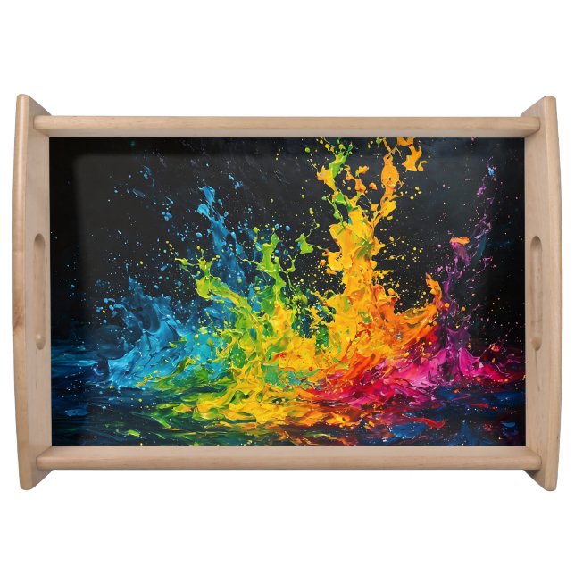 Colorful Paint Splash Serving Tray (Front)
