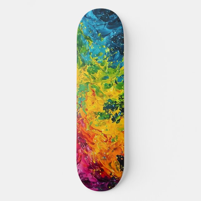 Colorful Paint Splash Skateboard (Front)