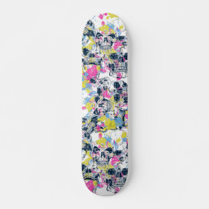 Colorful Paint Splash Skull Design Skateboard