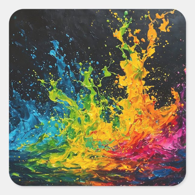 Colorful Paint Splash Square Sticker (Front)