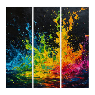 Colorful Paint Splash Triptych