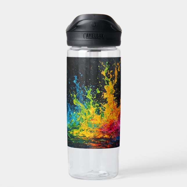 Colorful Paint Splash Water Bottle (Back)
