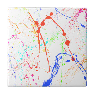 Colorful Paint Splats Ceramic Tile
