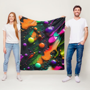 Colorful Paint Splatter 3d Colors Paint Ball Fleece Blanket