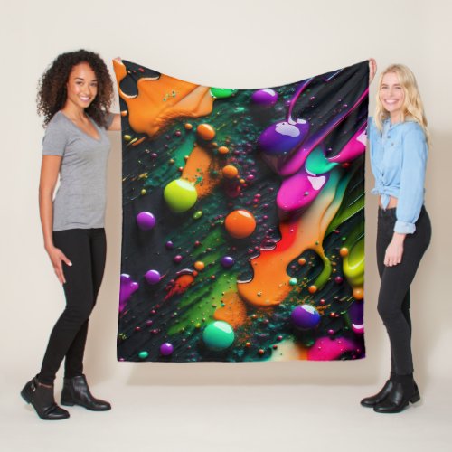 Colorful Paint Splatter 3d Colors Paint Ball Fleece Blanket