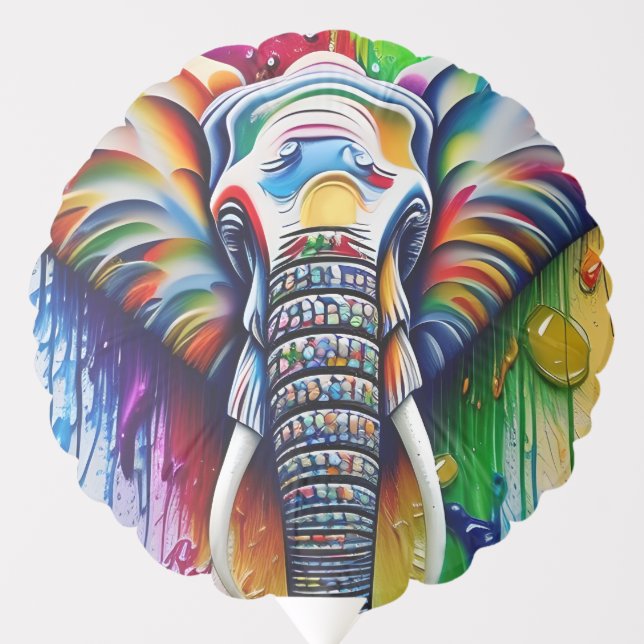 Colorful Paint Splatter African Elephant Balloon (Front)