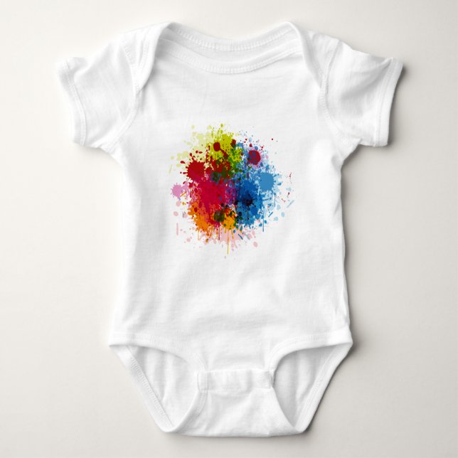 Colorful Paint Splatter Baby Bodysuit (Front)