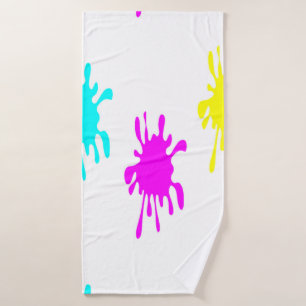 Colorful paint splatter bath towel
