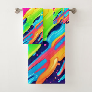 Colorful Paint Splatter Bath Towel Set