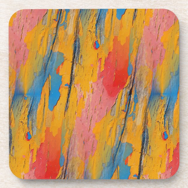 Colorful Paint Splatter Beverage Coaster (Front)