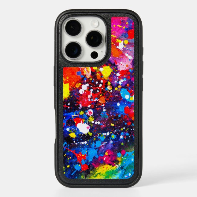 Colorful Paint Splatter Canvas Art Otterbox iPhone Case (Back)