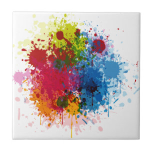 Colorful Paint Splatter Ceramic Tile