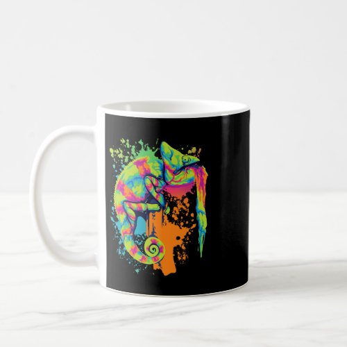 Colorful Paint Splatter Chameleon Men Women Kids 2 Coffee Mug