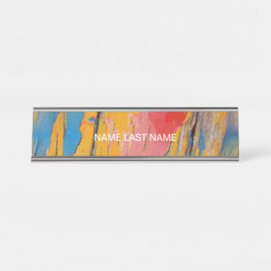 Colorful Paint Splatter Desk Name Plate