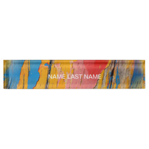 Colorful Paint Splatter Desk Name Plate