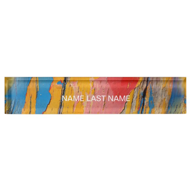 Colorful Paint Splatter Desk Name Plate (Front)