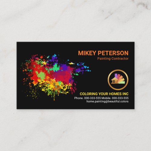 Colorful Paint Splatter Home Painting Business Card