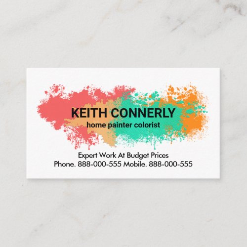 Colorful Paint Splatter Home Remodeling Business Card