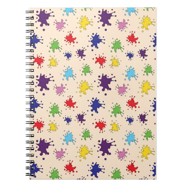Colorful paint splatter ink splash notebook (Front)