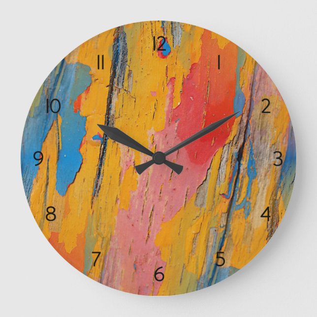 Colorful Paint Splatter Large Clock (Front)