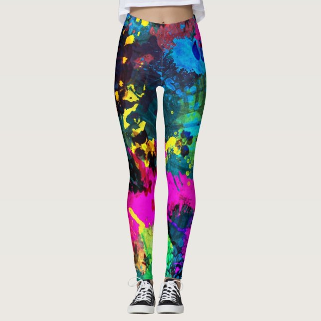 Colorful Paint Splatter Leggings (Front)