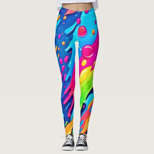 Colorful Paint Splatter Leggings (Front)